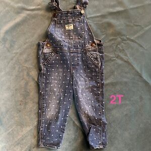 OshKosh B'gosh Toddler Girls' Blue Polka Dot Denim Overalls - 2T